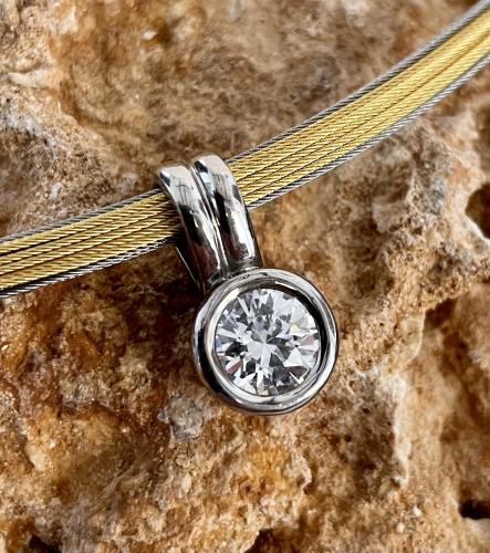 Zirkonia Anhänger 7mm rund 585WG